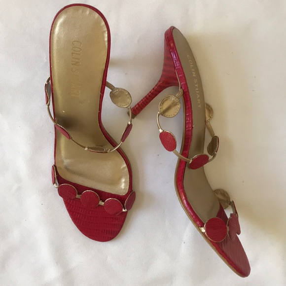 COPY - Colin Stuart red & gold strappy high heel sandal 9 - Picture 7 of 8